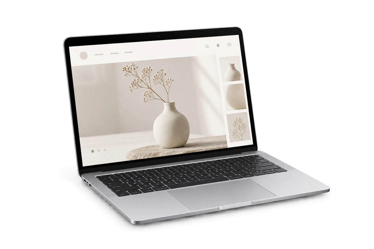 Interactive commerce design on a MacBook screen